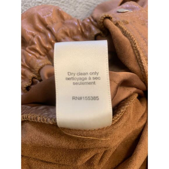 Ronny Kobo Women Large Brown Faux Leather Paperbag Shorts - Picture 5 of 13